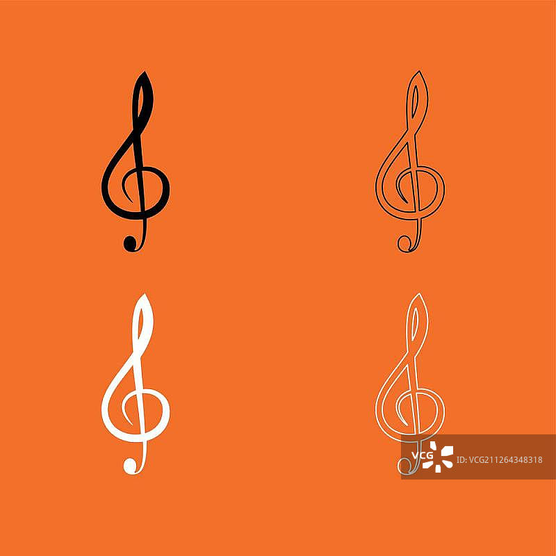 高音谱号图标集图片素材