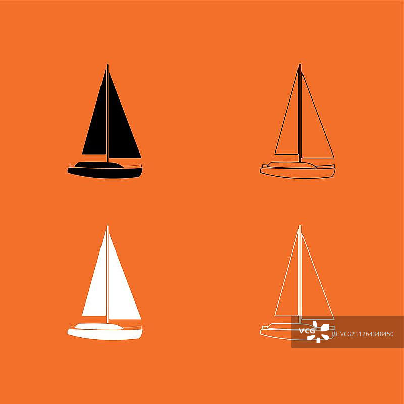 游艇黑白图标图片素材