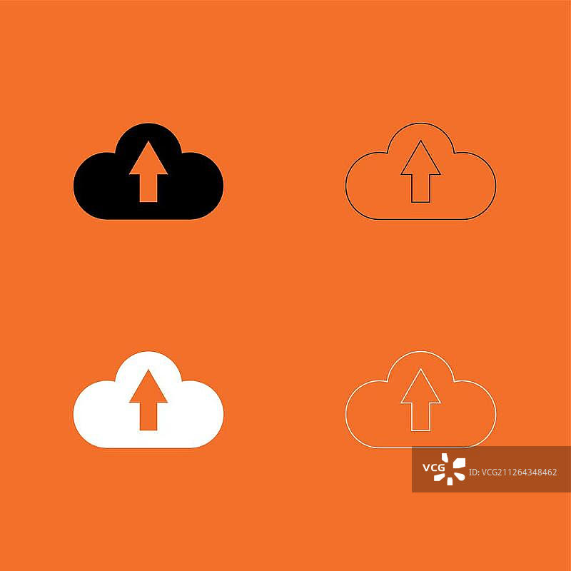 云服务黑白图标集图片素材