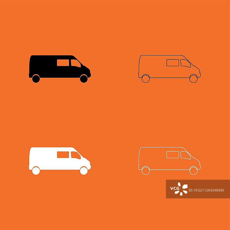 黑白小巴图标合集图片素材