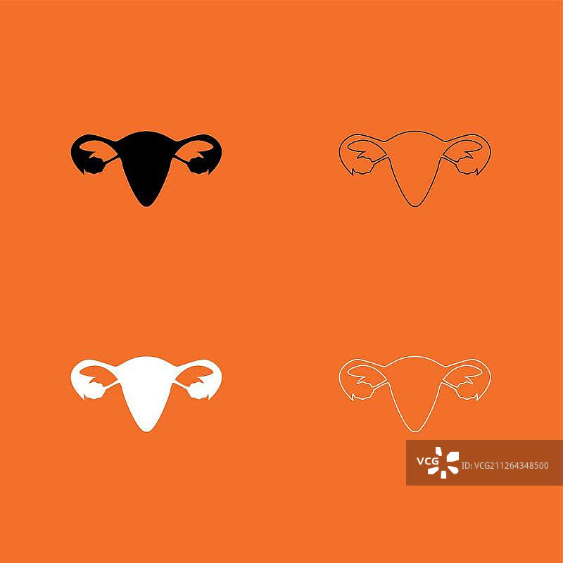 子宫黑白图标合集图片素材