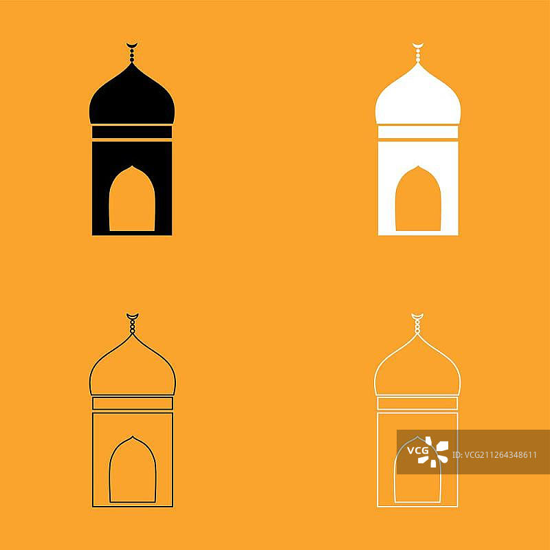 清真寺黑白图标图片素材