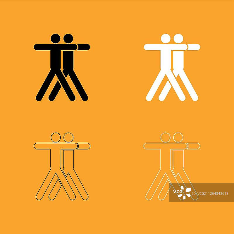 两人拥抱的黑白图标图片素材