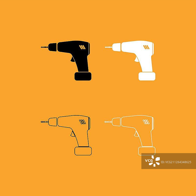 螺丝刀套装黑白图标图片素材