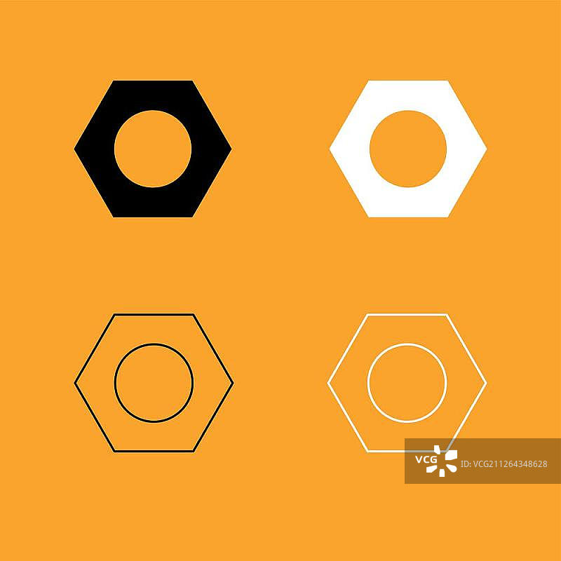 黑白六角螺母图标图片素材