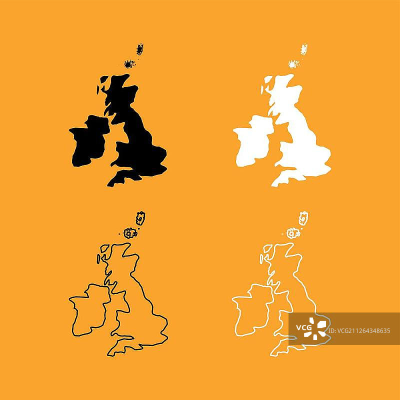 英国地图黑白图标图片素材