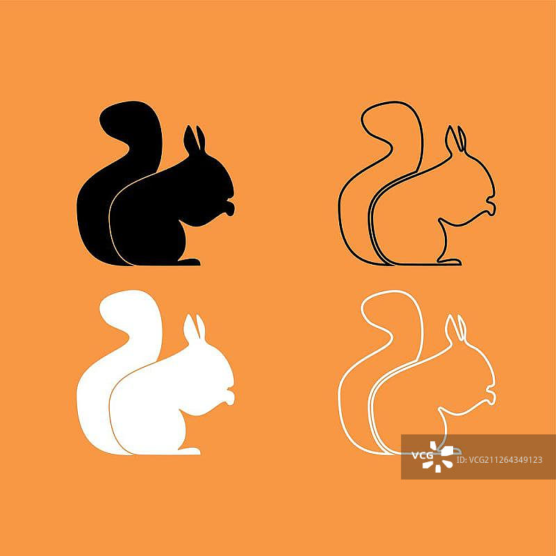 松鼠黑白图标集图片素材