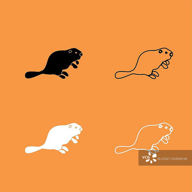 海狸黑白图标集图片素材