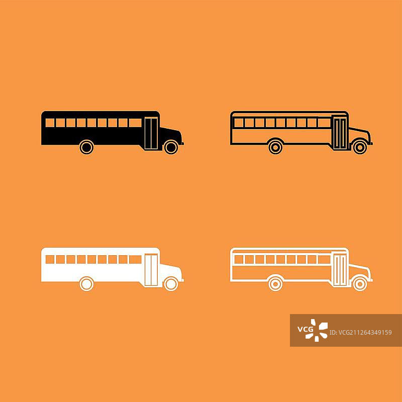 校车黑白图标集图片素材