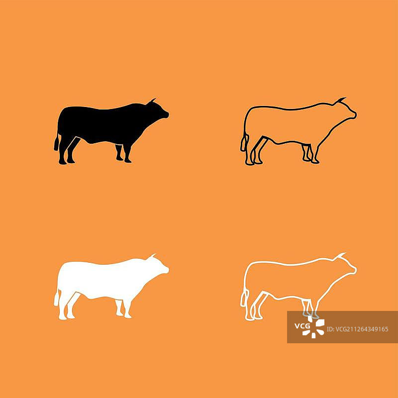 黑白公牛图标图片素材