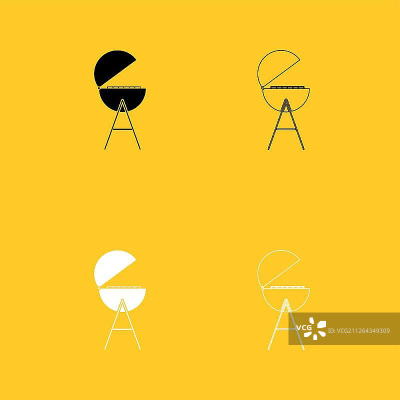 黑白烧烤图标合集（扁平风格）图片素材