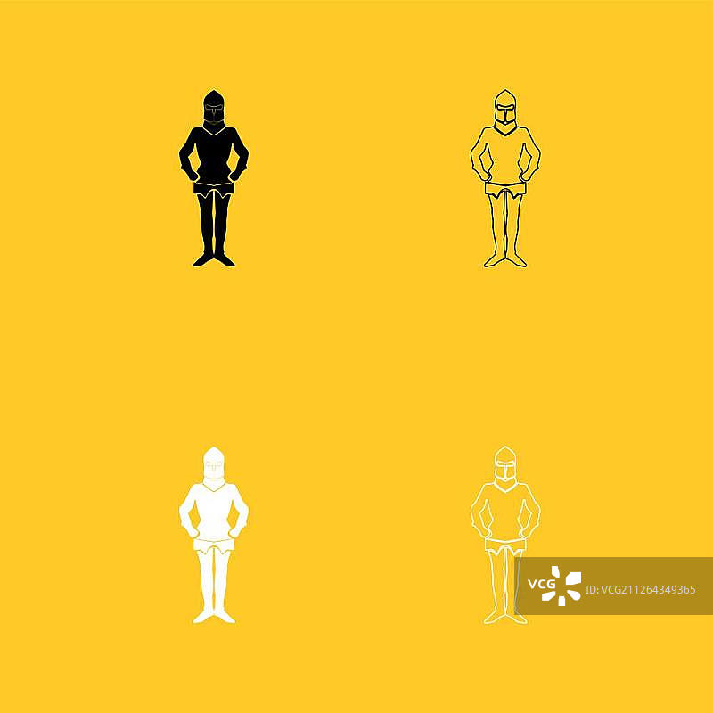 黑白盔甲套装图标.扁平风格.图片素材