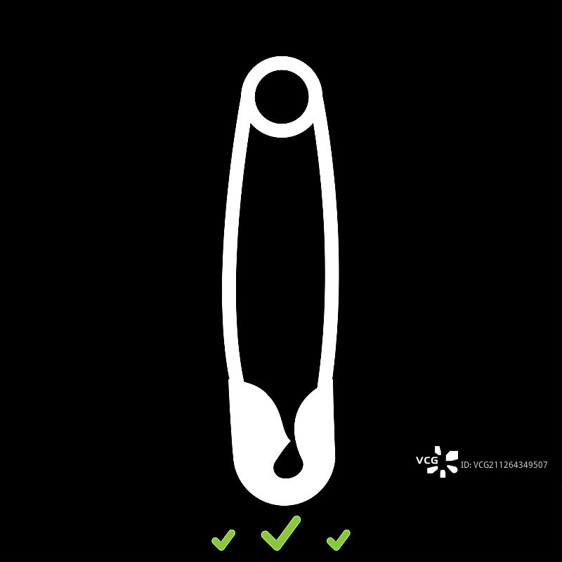 白色安全别针图标，扁平风格图片素材