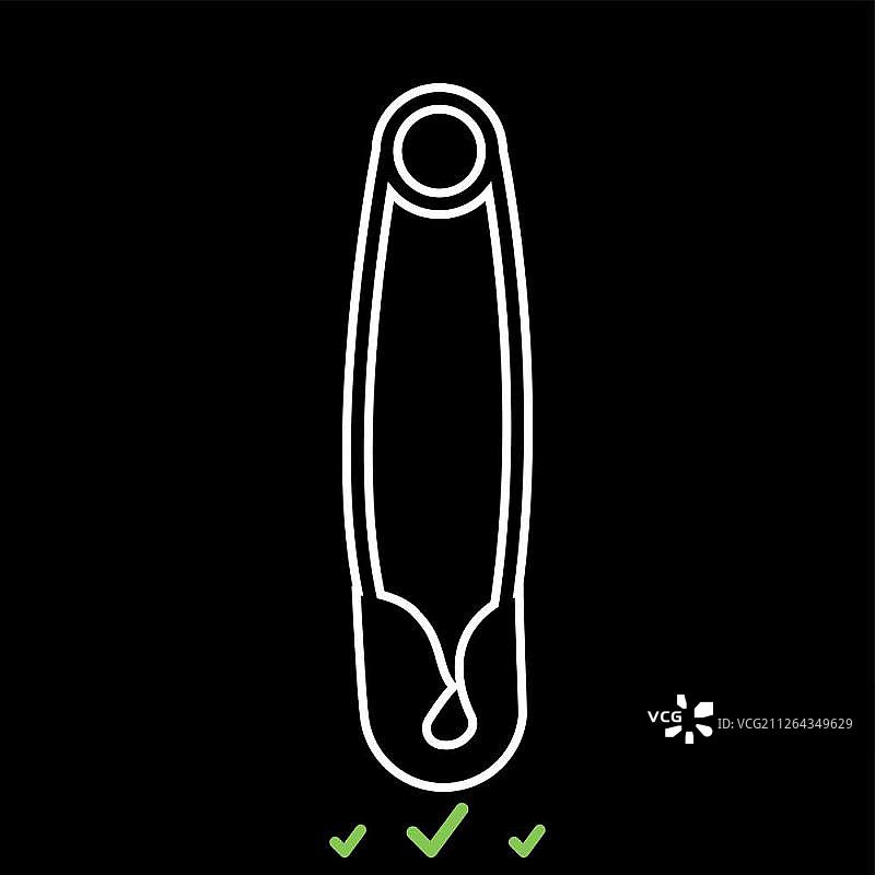 白色安全别针图标，扁平风格图片素材