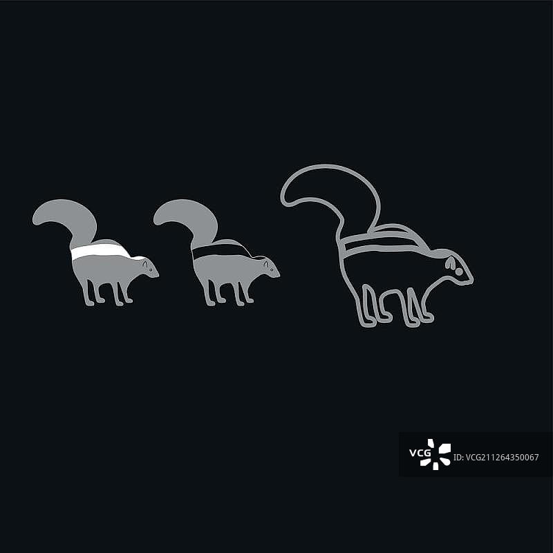 臭鼬图标灰色设置图片素材