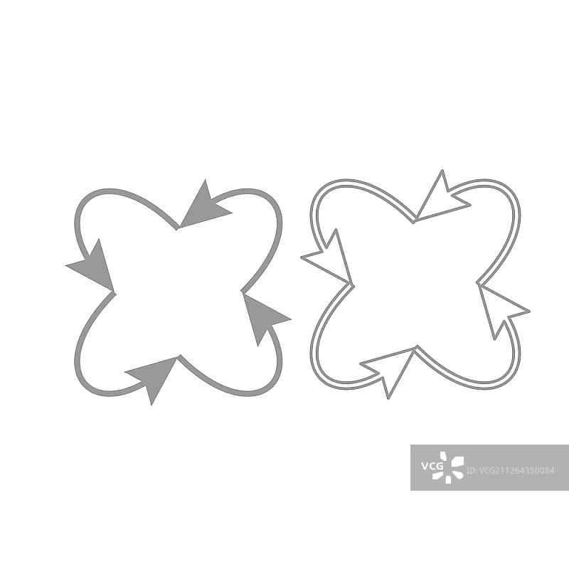 一组指向中心的循环四箭头图标图片素材