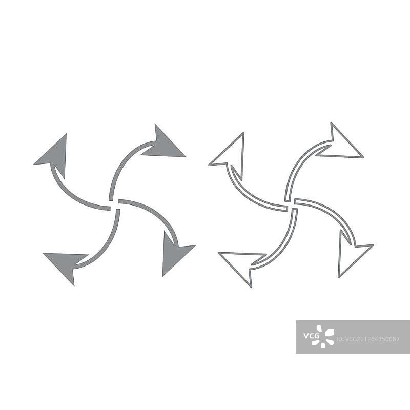 从中心图标循环的四个箭头图片素材