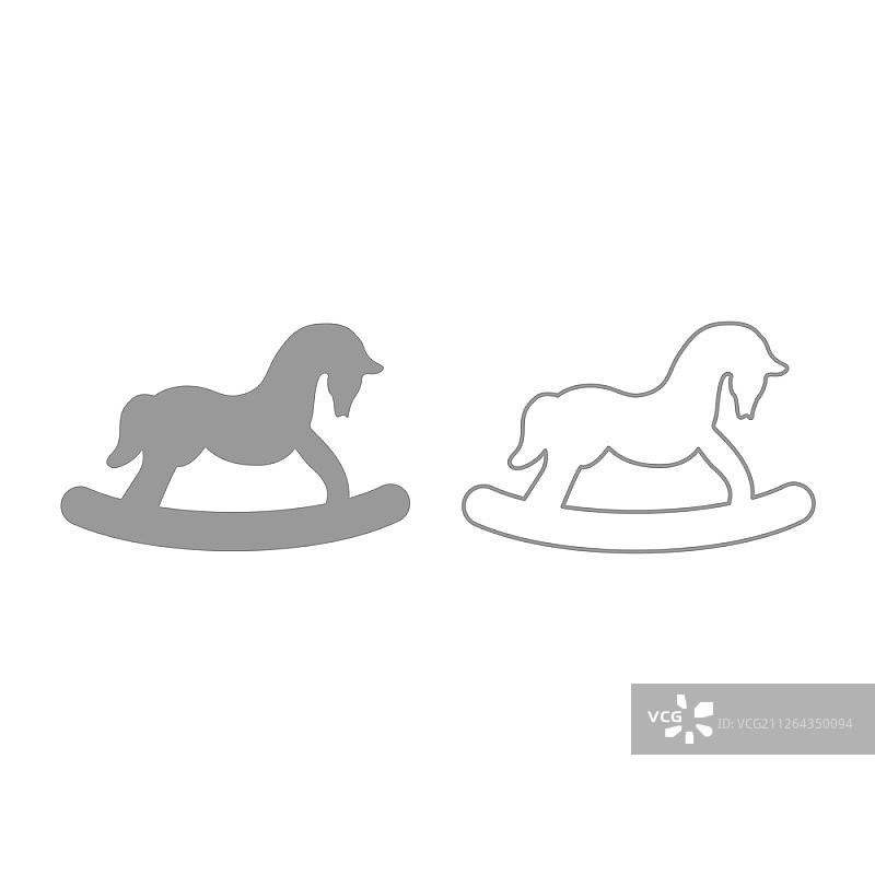 玩具马图标灰色设置图片素材