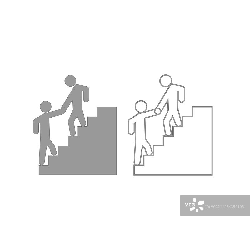 男人帮助他人攀爬图标灰色合集图片素材