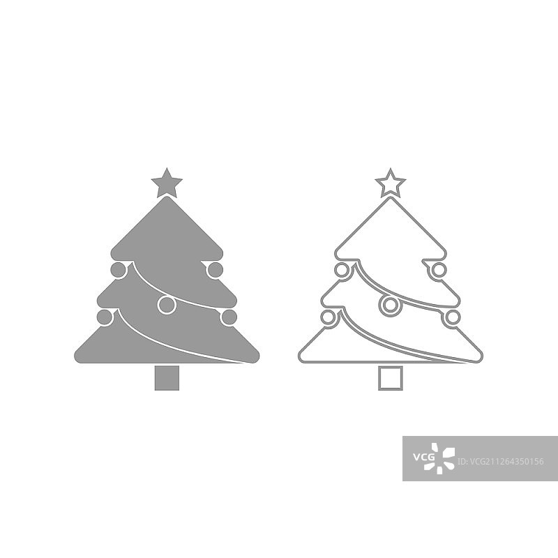 圣诞树图标。灰色集合。圣诞树图标。灰色集合。图片素材