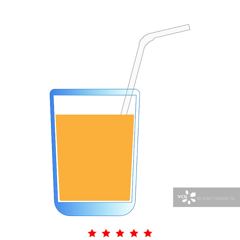 带吸管的果汁杯扁平风格图标图片素材