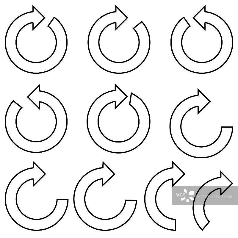 黑色圆圈箭头空心填充集合图片素材