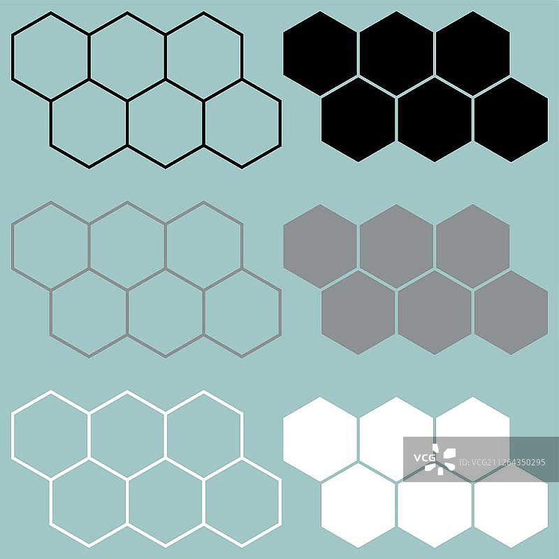 六边形黑灰白色图标图片素材