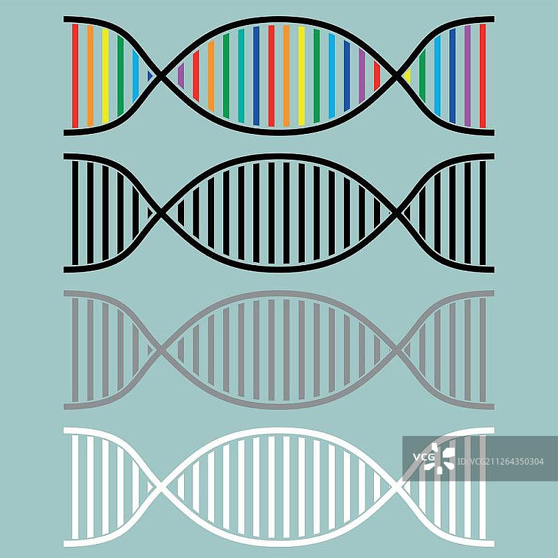 DNA或脱氧核糖核酸图标集图片素材
