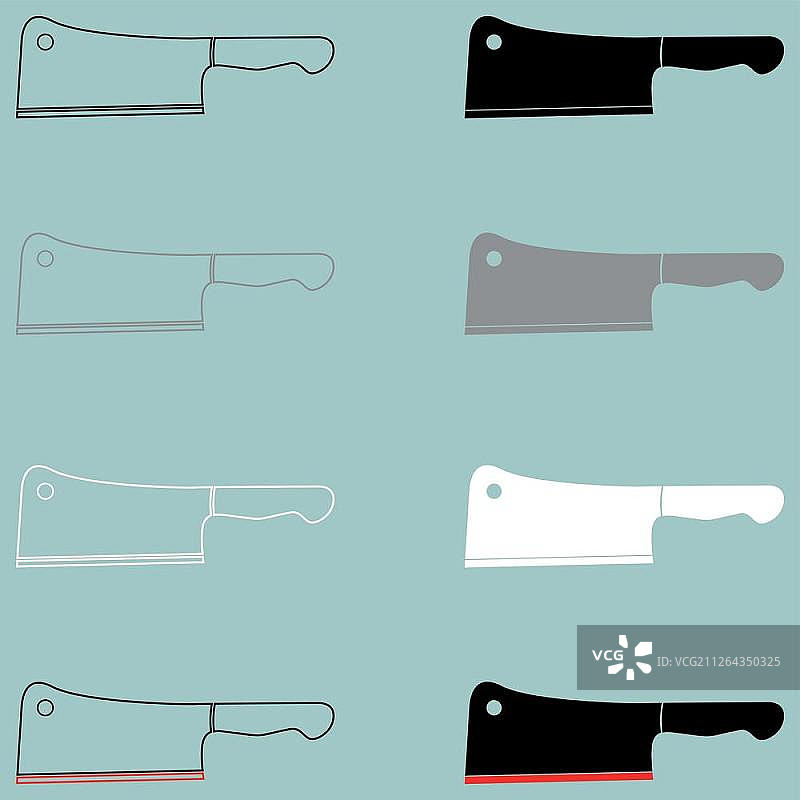 黑色灰色白色肉刀图标集图片素材