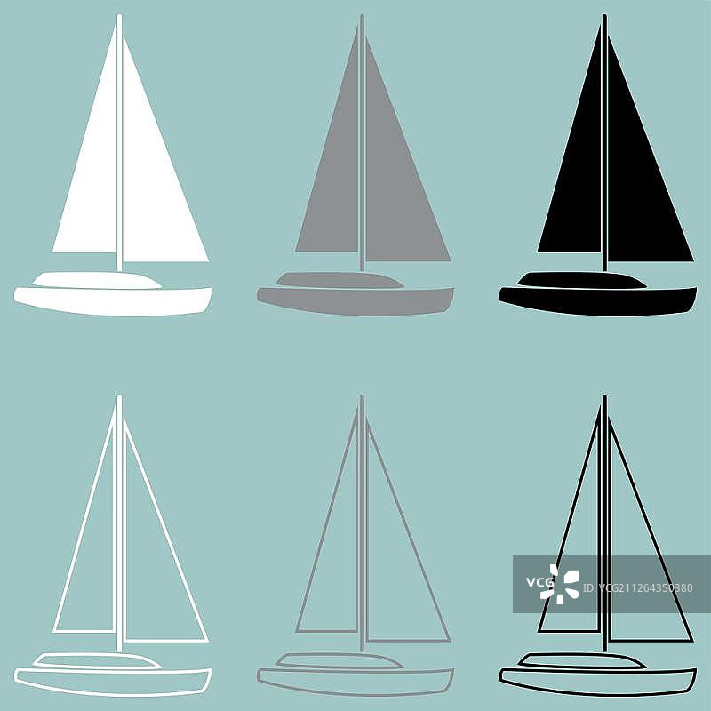 游艇黑白灰图标图片素材