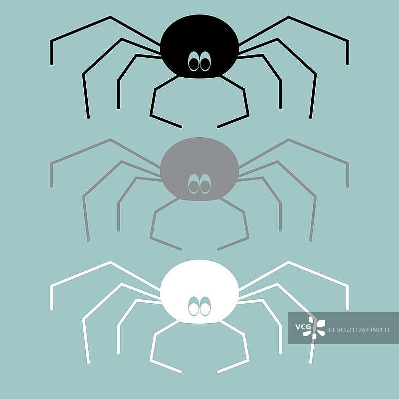 黑色灰色白色蜘蛛图标图片素材