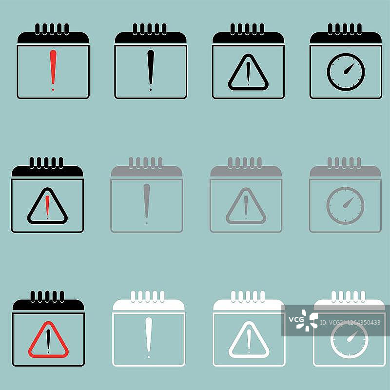 带有闹钟图标的日历图片素材