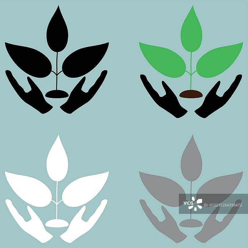 呵护头部中的植物图标图片素材