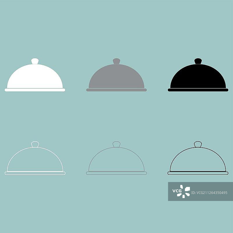 餐具图标的白色灰色黑色帽子图标集图片素材