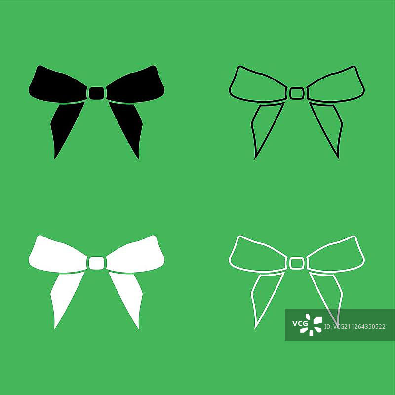 蝴蝶结图标黑白配色套装图片素材