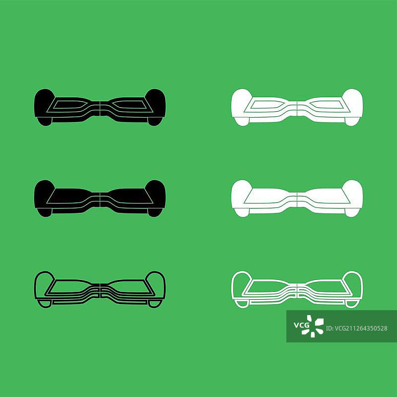 平衡车黑白颜色图标集图片素材