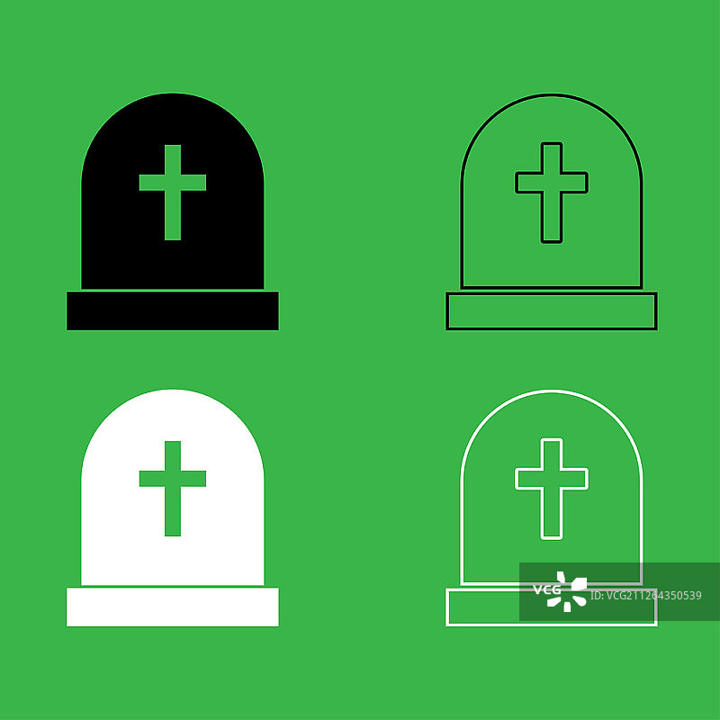 黑白墓碑图标合集图片素材
