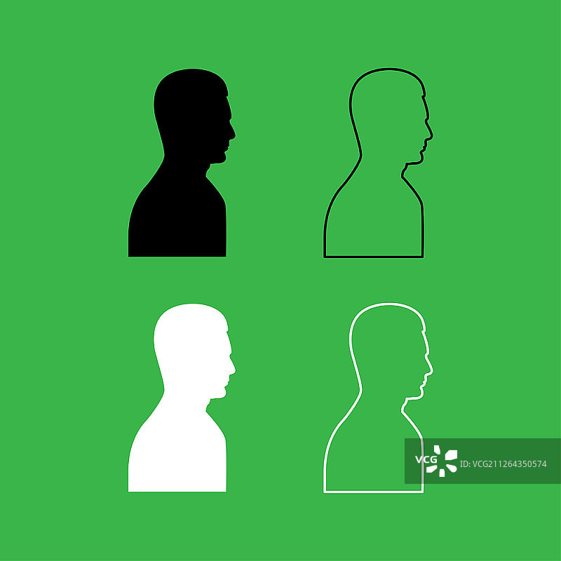 黑白头像图标侧面图图片素材