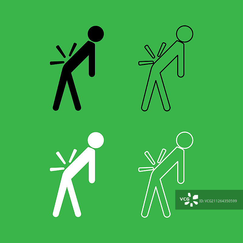 背痛的男人黑白图标图片素材