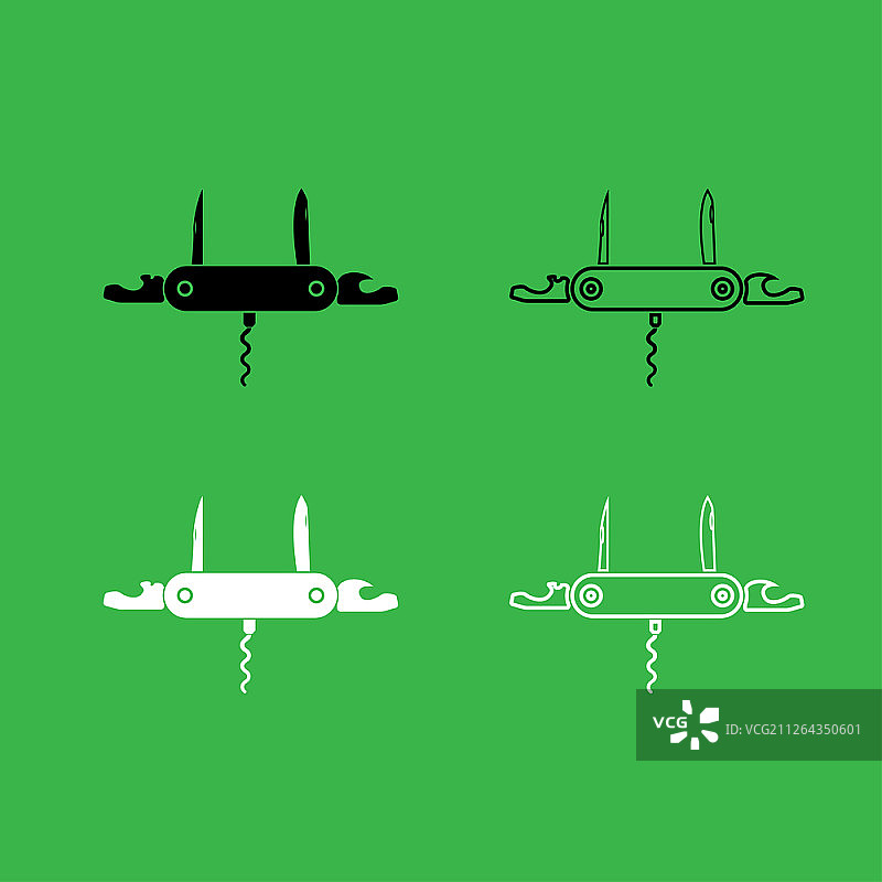 小折刀图标黑白配色套装图片素材