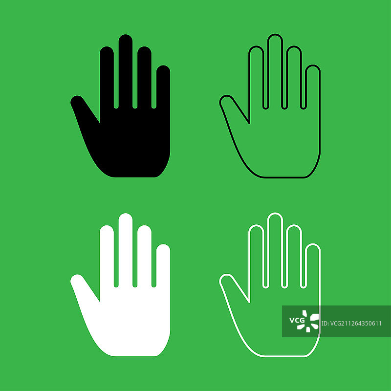 张开的人手图标黑白配色图片素材