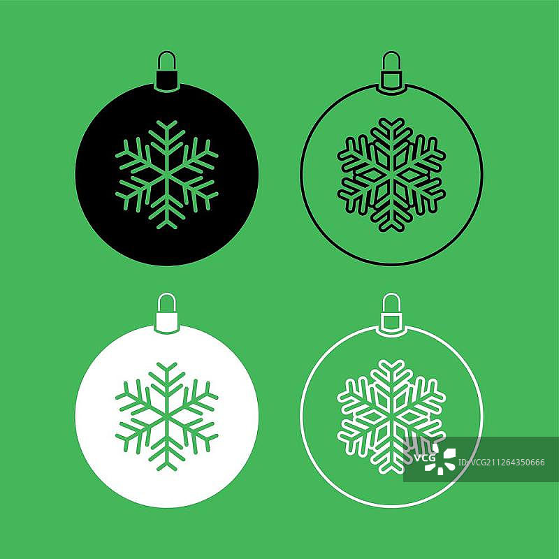 新年圣诞球黑白图标图片素材