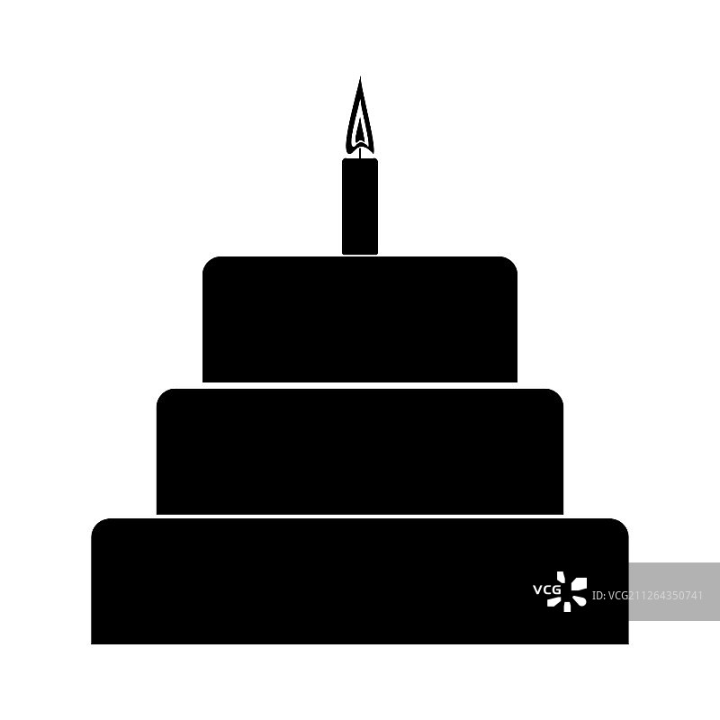 顶端有蜡烛的黑蛋糕图标图片素材