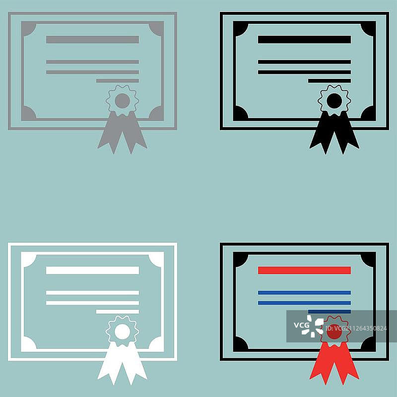 证书灰黑色白色彩色图标证书灰黑色白色彩色图标集图片素材