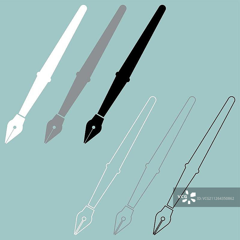 墨水笔黑白灰图标图片素材