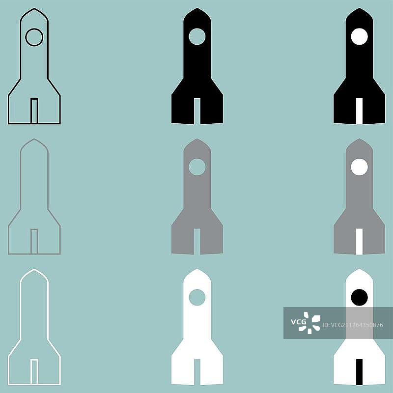 火箭黑灰白色图标集图片素材