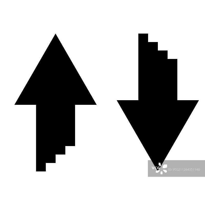 具有3D效果的黑白双箭头上传下载图标图片素材
