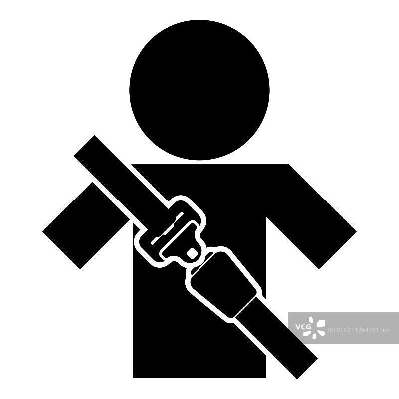 系着叉车安全带的简笔画，汽车安全带图标黑色图片素材