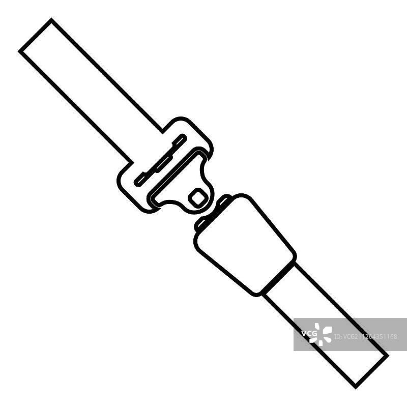 黑色汽车安全带图标矢量图，扁平简约风格图片素材