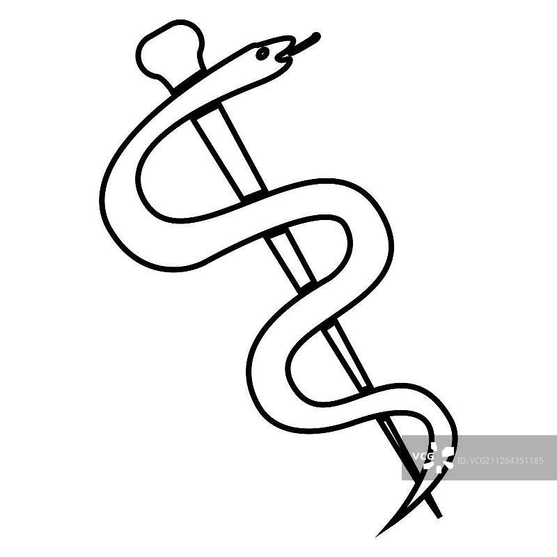 阿斯克勒庇俄斯之杖符号黑色矢量图图片素材